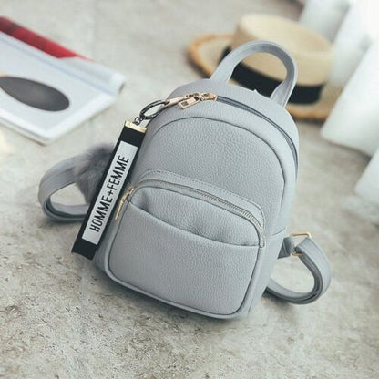 Backpack School Bag Leather Softback Waterproof Small Bags Purse Polyester Gray