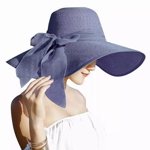 Womens Bowknot Straw Hat Foldable Beach Sun Hat Roll up Summer Caps 12 color