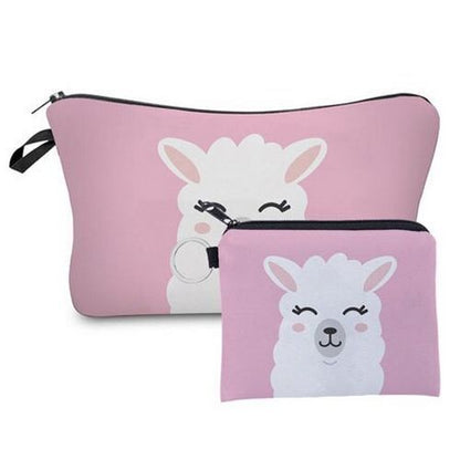 2 PCS Makeup Bag Animal Pattern Cosmetic Bag Set Women Combination Organizer Bag