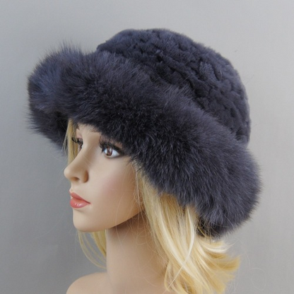 Women Winter Hat Luxury Rabbit Fur Hats Fur Cap Beanies Pink Warm Soft Fur Hat