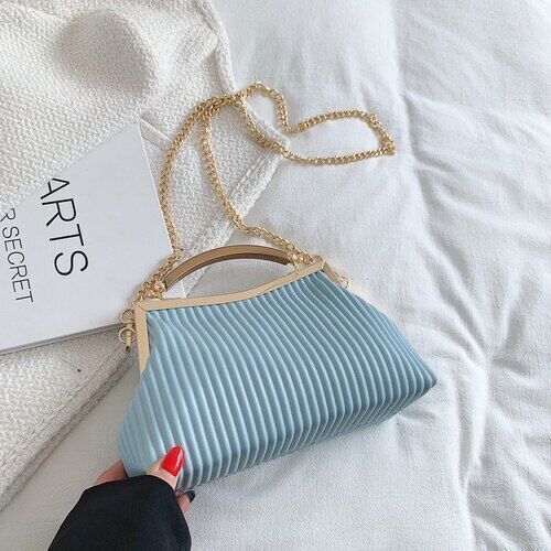 Handbag Handle Pleated Shell Bag Women Clutch Purses Crossbody Bag