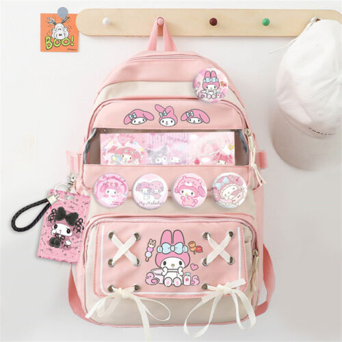 My Melody Kuromi Cinnamoroll Nylon Backpack Cartoon Student Schoolbag Travel Bag