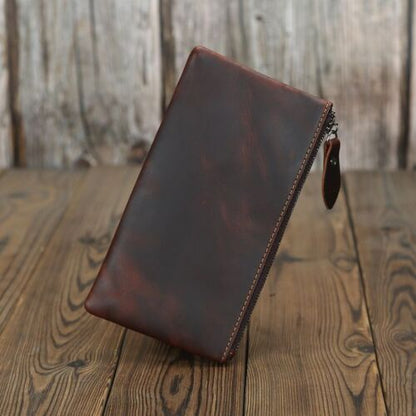 Wallet Genuine Leather Phone Bag Long Retro Ultra-Thin Leather Clutch Solid 1PC