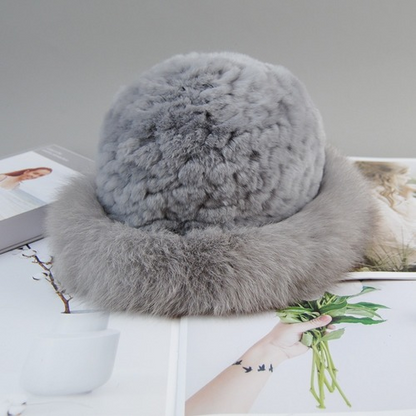 New Style Women Winter Natural Fur Hats Knit Fur Cap Knitted Fluffy Rabbit Fur