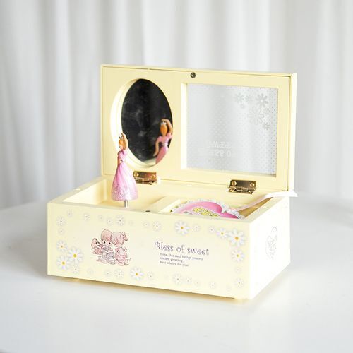 Music Box Plastic Ballerina Home Decoration Clockwork Jewelry Storage 7.5x10x6cm