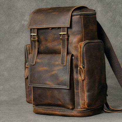Leather Men's Backpack male computer bag15.6 inch laptop bags Travel Backpacks