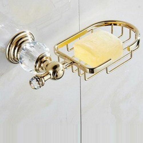Luxury Crystal Bathroom Accessories Gold Polished Brass Wall Bath Hardware Sets