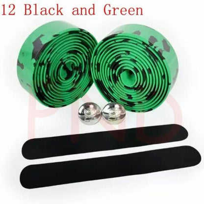 Bike Handlebar Tape Road Bicycle Camouflage Cycling Handle Cork Wrap Bar Plugs