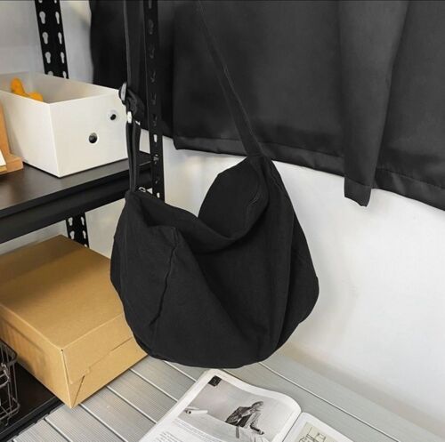 Canvas Textile Big Soft Slouchy Pouch Side Bag Streetwear Laptop Shoulder Bags