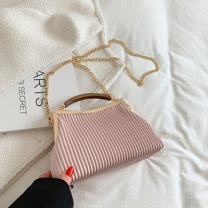 Handbag Handle Pleated Shell Bag Women Clutch Purses Crossbody Bag