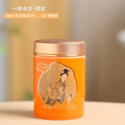 1pc Chinese Portable Travel Tea CaddyJar Ceramic Container Tea Set Accessories