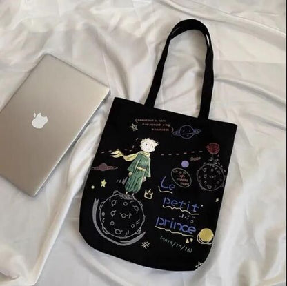 Shoulder Bag Canvas Tote Large Shopper Bag Zipper Starry Sky Print Handbag 1 PC