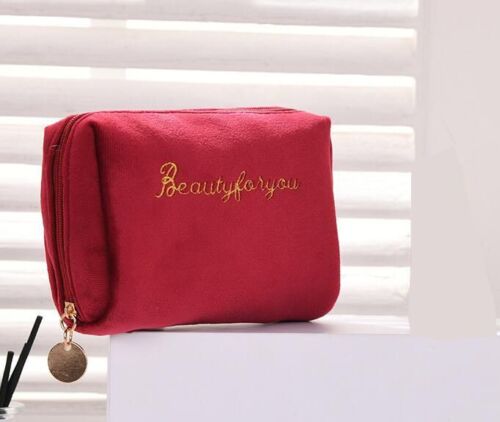 Cosmetic Bag Zipper Velvet Beauty Makeup Bags Travel Girl Brush Storage Toiletry