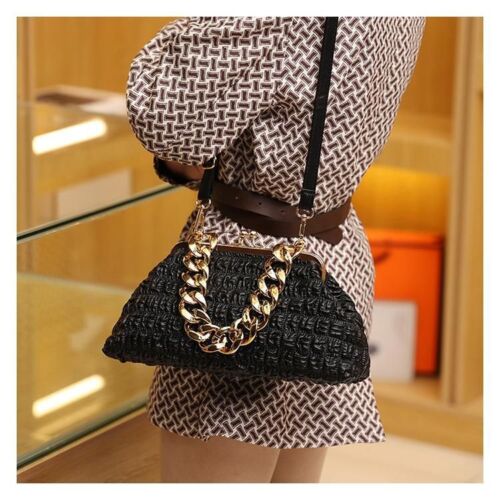 Clip Crossbody Bags Handbag Clutches Thick Chain Messenger Bag Purse 32*16*10 CM
