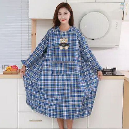 Cooking Apron Cotton Long Sleeve Brief Kitchen Baking Barbecue Picnic Vest Smock