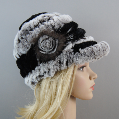 Women Winter Rabbit Fur Caps Warm Real Rabbit Fur Hats Natural Soft Knitted Hat
