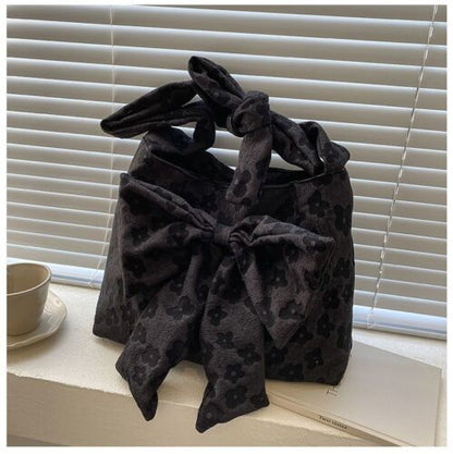 Large Canvas Shoulder Bag Summer Fashion Bow Shopper Bag Adjustable Strap Length