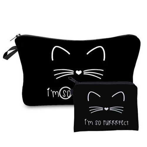 2 PCS Makeup Bag Animal Pattern Cosmetic Bag Set Women Combination Organizer Bag