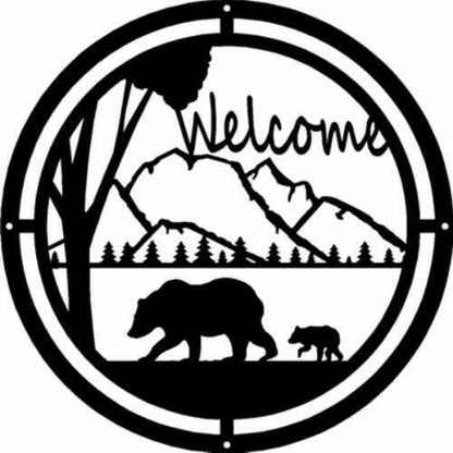 New Deer Buck Head /Deer Family /Bear and Cub /Elk Head Welcome Sign-12.5" Round