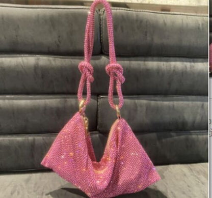 Hobo Shoulder Bag Handle Shining Rhinestone Evening Clutch Purse Crystal Handbag