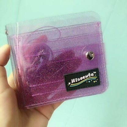 Wallet PVC Transparent Short Neck Girl Laser Coin Purse Women Clear Glittering