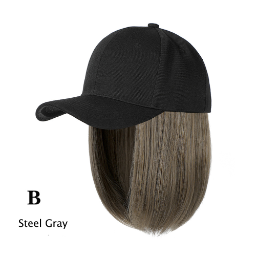 Baseball Cap Wig Kinky Straight Hat Synthetic Hair Wigs Natural Adjustable Hat