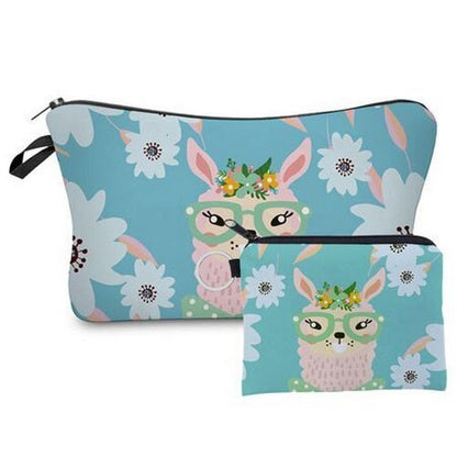 2 PCS Makeup Bag Animal Pattern Cosmetic Bag Set Women Combination Organizer Bag