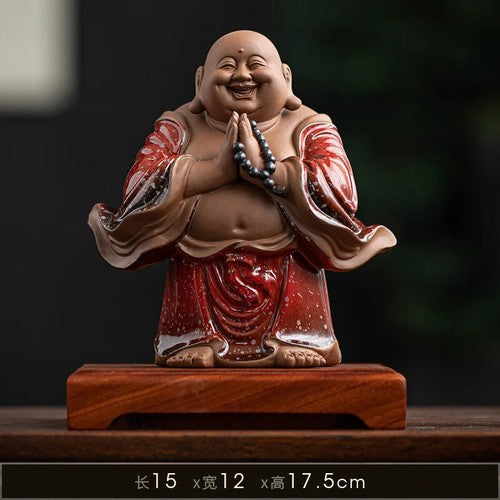 Chinese Style Maitreya Buddha Ceramics Attract Wealth Buddha Statue Decor