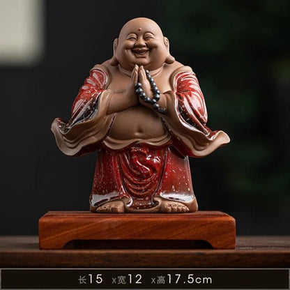 Chinese Style Maitreya Buddha Ceramics Attract Wealth Buddha Statue Decor