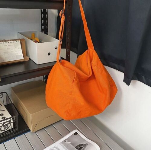 Canvas Textile Big Soft Slouchy Pouch Side Bag Streetwear Laptop Shoulder Bags
