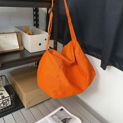 Canvas Textile Big Soft Slouchy Pouch Side Bag Streetwear Laptop Shoulder Bags