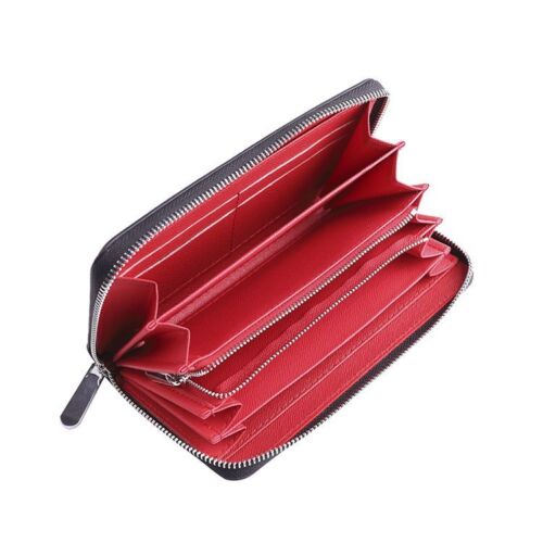 Wallet Carbon Fiber Microfiber Purse Cards Waterproof Non-Slip Long Zippered Bag