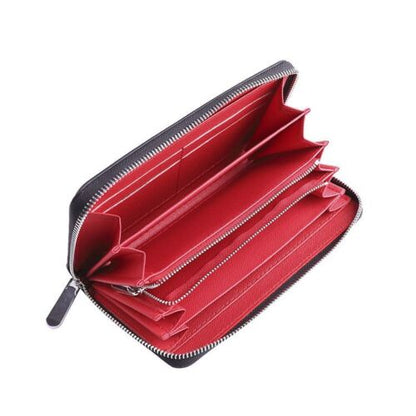 Wallet Carbon Fiber Microfiber Purse Cards Waterproof Non-Slip Long Zippered Bag