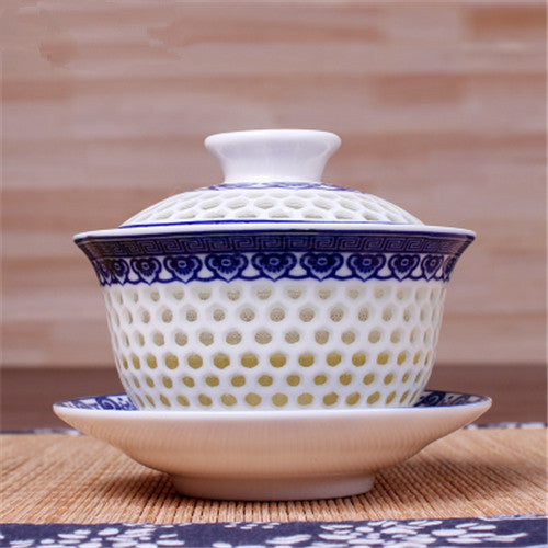 Gaiwan For Puer Tea Brew Service Porcelain Tureen Floral Ceramic Tea Bowl Cups