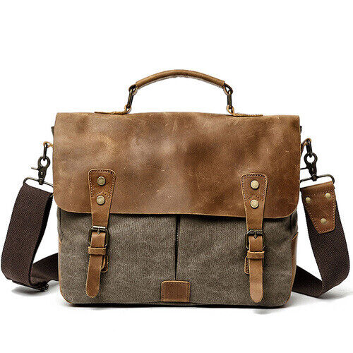 Retro Bag Canvas Leather Shoulder Messenger Portable Document Bag Knight Bag