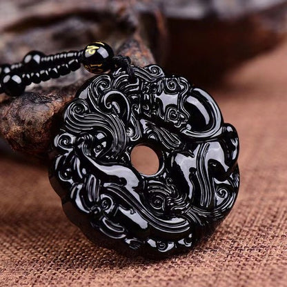 Natural Jade Handcarved Pi Xiu Pendant Amulet Auspicious Necklace Jewelry