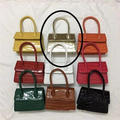Small Square Bag Leather Handbag Crocodile Pattern Chain Shoulder Messenger Bags