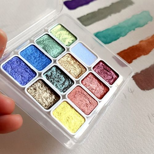 Watercolor Paints Metallic Pearlescent Solid Handmade Fine Art Painting Supplies