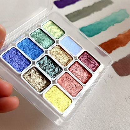 Watercolor Paints Metallic Pearlescent Solid Handmade Fine Art Painting Supplies