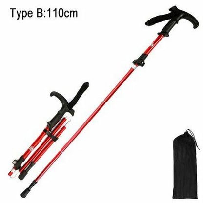Fold Trekking Pole Portable Hiking Camping Stick Telescopic Nordic Walking Stick