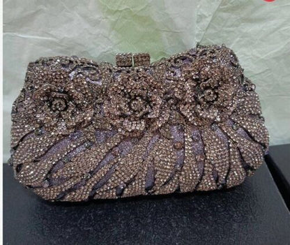18 Colors Formal Dinner Clutch Gold Crystal Evening Purse Handbag 19.5*5*10.5 CM