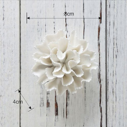 White Flower Wall Stickers Modern 3D Ceramic Decoration TV Background Art Murals
