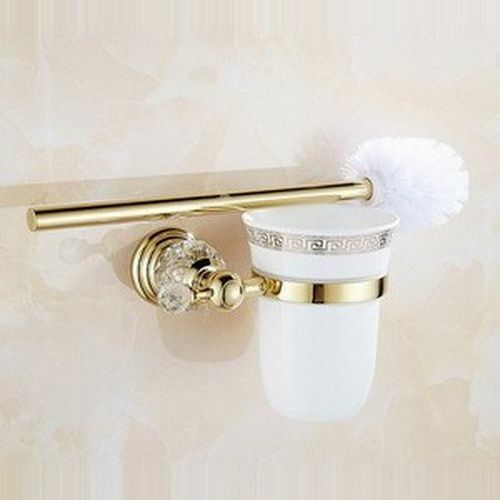 Luxury Crystal Bathroom Accessories Gold Polished Brass Wall Bath Hardware Sets