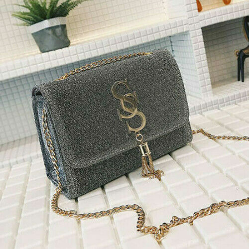 Sequin Flap Crossbody Bag Tassel Chain Ladies Party Handbag Purse Messenger Bags