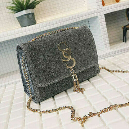 Sequin Flap Crossbody Bag Tassel Chain Ladies Party Handbag Purse Messenger Bags
