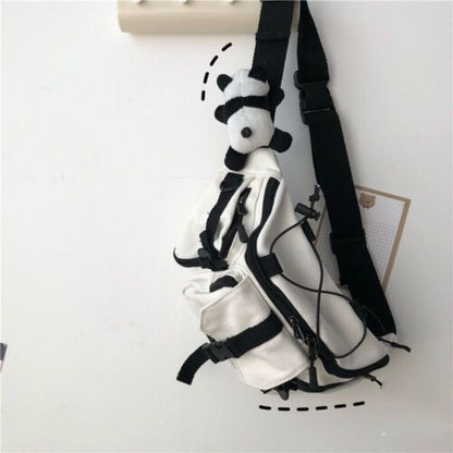 Canvas Sling Bag Gothic Crossbody Women Handbag Purse Shoulder Frog Zipper 1 PC