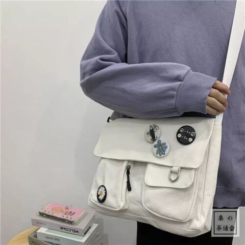 Canvas Bag Fashion Shoulder Bag Student Large Capacity Female Crossbody Bag 31CM