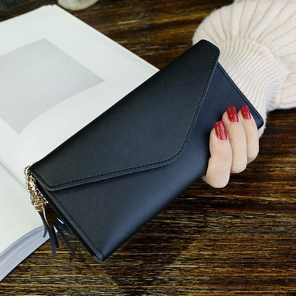 Long Wallet Purses Tassel Coin Purse Card Holder Money Bag Synthetic Leather 1PC