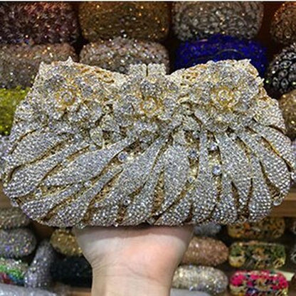 18 Colors Formal Dinner Clutch Gold Crystal Evening Purse Handbag 19.5*5*10.5 CM