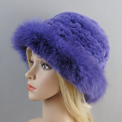 Women Beanies Solid Rabbit Fur Caps Fashion Real Fur Hat Winter Luxury Knitted